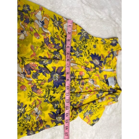 Anthropologie HD in Paris yellow floral ruffle blouse women size 6 - Picture 5 of 5